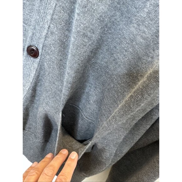 Land's End Men's M Sweater gray Cardigan Vneck Pockets long sleeve Supima Cotton - Picture 5 of 13
